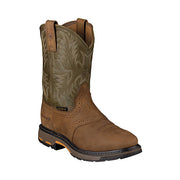 Ariat Workhog Pull-On Work Boot, Waterproof Full-Grain Leather, Composite Toe, Aged Bark Army Green, Size 11.5, 10001188