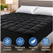 JUSTLET Black Queen Mattress Pad, Black