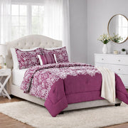 Mainstays MS9344409622-26 5-Piece Jacquard Comforter Set, King, Floral-Purple