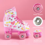Barbie Roller Skates for Girls, Adjustable Sizes 12-2, Glitter 54mm PU Wheels, ABEC 5 Bearings, Durable PVC, Foam Lining, Pink