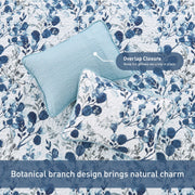 Regency Heights Full/Queen Botanical Quilt Set, 3-Piece Reversible Blue Floral and Polka Dot Coverlet Bedding with Shams, Lightweight All-Season RH14-0608