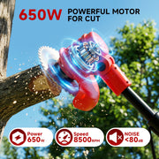 Tanbaby Cordless Electric String Trimmer, 6 Inch, Battery Powered with 3 Interchangeable Blades, Adjustable Handle, Lightweight Red, GCJ-06B