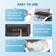 Auseo HZB-12B Countertop Ice Maker, Portable, 26 lbs/24H, 9 Bullet-Shaped Ice Cubes in 6 Minutes, Self-Cleaning, Black