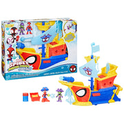 Hasbro Spidey and His Amazing Friends Water-Webs Webs Ahoy Bubble Pirate Ship Playset with 3-Inch Action Figures, Extending Hull, Wave-Simulating Wheels, Bubble Maker, 17 to 21 in