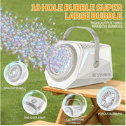 TINANA Bubble Machine Automatic Bubble Blower, Over 20,000 Bubbles Per Minute, Blue Ambient Lights, Portable Battery Operated, White