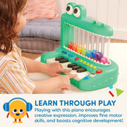 Battat BT1801 Croco Pop Piano Toy Keyboard with Songs Sounds Lights Green