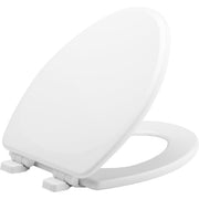 Mayfair 7M1257SLOW 000 Lannon Slow Close Elongated Enameled Wood Toilet Seat in White Adjustable and Never Looosens