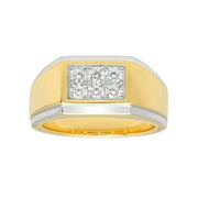 Brilliance Fine Jewelry Men's Simulated Diamond Ring in 14K Yellow Gold Plated .925 Sterling Silver, 10.5
