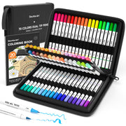 Shuttle Art Dual Tip Brush Pens, 70 Vibrant Colors, Fine and Flexible Brush Tips, Water-Based Ink, Portable Storage Case, Bonus Coloring Book