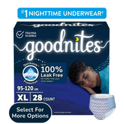 GoodNites Boys Nighttime Bedwetting Underwear, Hypoallergenic, Blue, Size XL 95-120 Lbs, 38 Count