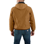 Carhartt Men's Iconic J140 Firm Duck Insulated Active Jacket, Gravel, Large, Loose Fit, Quilted Flannel Lined, Water Repellent, 106673