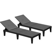 Vineego Modern Polypropylene Adjustable Backrest and Waterproof Chaise Lounge - Set of 2, Black