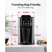 Kidisle KC101B TWOMEOW Hot & Iced Coffee Maker with Bold Brew Setting, Single Serve for K Cup and Grounds, Black, KC101B