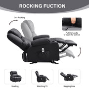 JONPONY WT1125-BROWN Massage Rocker Recliner Chair with Vibration Massage, Heat Therapy, PU Leather, USB Port, Cup Holders, Brown