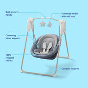 Graco SAP_2233074 Slim Spaces Compact Baby Swing with Adjustable Height, Multiple Swing Speeds