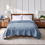 Better Homes & Gardens Paisley Medallion Cotton Quilt, Full/Queen, Blue Silver, Lightweight, Hypoallergenic