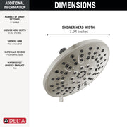 Delta Faucet 4-Setting Multi Function Shower Head, Spotshield Brushed Nickel, 1.75 GPM, High Pressure, Round, 75617SN