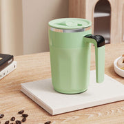 Zupieus Self Stirring Coffee Mug Rechargeable Auto Magnetic Mixing Cup with Touch-Sensitive Temperature Display, 400 ML, Greeen