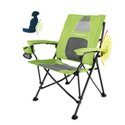 STRONGBACK Elite Folding Camping Lawn Lounge Chair, Patented Ergonomic Lumbar Support, Heavy-Duty 600D Polyester, Powder-Coated Steel Frame, Lime/Grey, 23-Inch Seat, Portable with Backpack Carry Bag