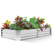 Land Guard Galvanized Steel Raised Garden Bed, 8x4x1ft, Rectangle, Silver