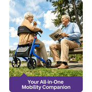 Kekoy Rollator Walker with Seat for Seniors, 400 lb Capacity, Reinforced K-Frame, Hidden Brake Cables, 10