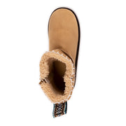 MUK LUKS Women's Truvie Faux Suede Cozy Ankle Bootie, Wide Width, Zip Closure, Beige