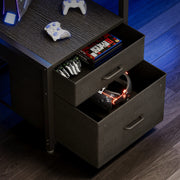 Casacomoda 55in L-Shaped Office Desk with Built-in Power Outlets, File Cabinet, Storage Shelf, CPU Holder, Black