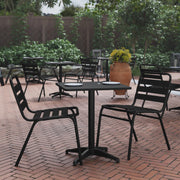 Flash Furniture Mellie 23.5 in Black Square Aluminum Indoor-Outdoor Patio Table with Stainless Steel Top and Sturdy Base