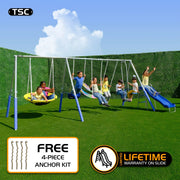 The Swing Company TSC-1089 TSC Hermosa Galvanized Metal Swing Set with 2 LED Swing Seats, Standing Swing, Roman Glider swing