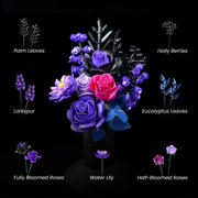 Iatom Flower Bouquet Building Set for Adults, Artificial Purple Flowers with Roses and Leaves, 736 Pieces