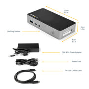 StarTech.com Dual HDMI Monitor USB-C Docking Station with 65W Power Delivery, 2x USB-A 3.0, 1x USB-C, Gigabit Ethernet, 1080p Dual Video Display, Black and Space Gray, DK30CHHPD