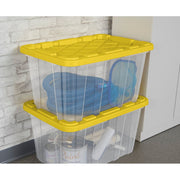 Sterilite 50759Y04  27 Gallon Clear Industrial Storage Tote with Yellow Lily Lid
