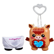 Nano-mals G2213CU8 Cowbert Highland Cow Electronic Fidget Pet with Interactive Heart Meter, White Tuxedo Outfit, Clip Attachment