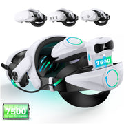 Esywen VR Head Strap with 7500mAh Battery, Double Adjust Knob, Ergonomic Fit for Meta Quest 3, 3S, and 2, White