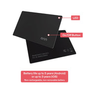 Onn Item Locator Card Bluetooth Tracker, Black, IP68 Waterproof, Compatible with iOS and Android