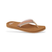 Reef Baja Elana Women's Sandals, Multi-Color Webbing Upper, Brushed EVA Footbed, Flexible TPR Outsole, Brown/Pink, CJ7336