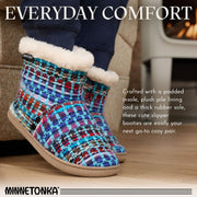 Minnetonka Betty Women's Faux Fur Slippers, Striped Turquoise Multi, Small