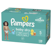 Pampers Baby Dry Diapers, Size 5, 128 Count - 100% Leakproof