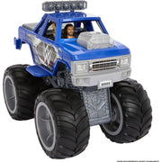 Mattel HPG36 WWE Wrekkin Slam Crusher Monster Truck, Blue, 8 Breakaway Parts, Real Rolling Wheels
