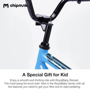 RoyalBaby Cycle Rocket 16 Inch Kids Bike, Carbon Steel Frame, Coaster Brake, Quick-Release Seat and Handlebar, Light Blue