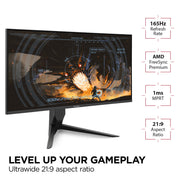 ViewSonic VX3418-2K 34-Inch Ultrawide 21:9 WQHD Gaming Monitor, 165Hz, 1ms Response, FreeSync Premium, HDMI, DisplayPort, USB, Black