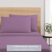 Mainstays MS1501020622W15 Cotton Rich Extra Soft Jersey Bed Sheet Set, Queen, Lilac Bloom, 4 Pieces