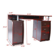 FCH Ktaxon Brown Computer PC Desk Home Office Study Writing Table 3 Drawers Bookcase, Coffee
