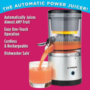 Ontel Hurricane Cordless Electric Citrus Juicer, Powerful 500 RPM Motor, Dishwasher Safe Parts, Silver, Hj-Mc4