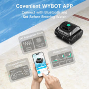WYBOT C1 Robotic Automatic Pool Cleaner, 4-in-1 Cordless Vacuum for Inground Pools up to 1,614 Sq.ft, 150-Min Runtime, Wall & Waterline Cleaning, WiFi & Bluetooth Control