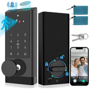 COBIZI Smart Lock with WiFi, 3-in-1 Camera + Doorbell + Fingerprint Keyless Entry Door Lock, (Black)
