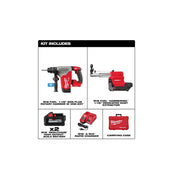 Milwaukee 2915-22DE M18 FUEL 18V Lithium-Ion Brushless 1-1/8 in. Cordless SDS-Plus Rotary Hammer/Dust Extractor Kit, Two 6.0Ah Batteries
