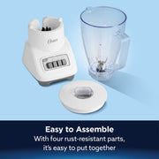 Oster Turbo Countertop Blender, 750W Motor, 54 oz BPA-Free Plastic Jar, Stainless Steel Blades, 5-Speed, White, 2254504