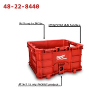 Milwaukee 48-22-8440 Packout 18.6 in. Tool Storage Crate Bin with Carrying Handles and 50 lbs. Weight Capacity
