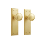Signature Hardware SH552124SB Hubbard Brass Interior Door Knob & Plate Set, Dummy, Satin Brass